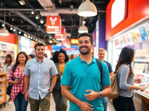 Oameni zâmbind în magazine de modă