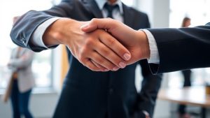 Mâini strânse într-un parteneriat de succes.